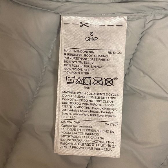 Gap Performance Fleece Puffer Jacket Pearl Blue Small - Picture 9 of 10
